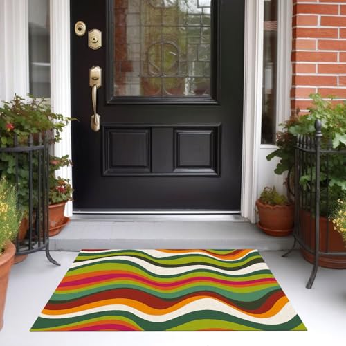 Tapis années 70 lavable et antidérapant 120x180cm vert olive