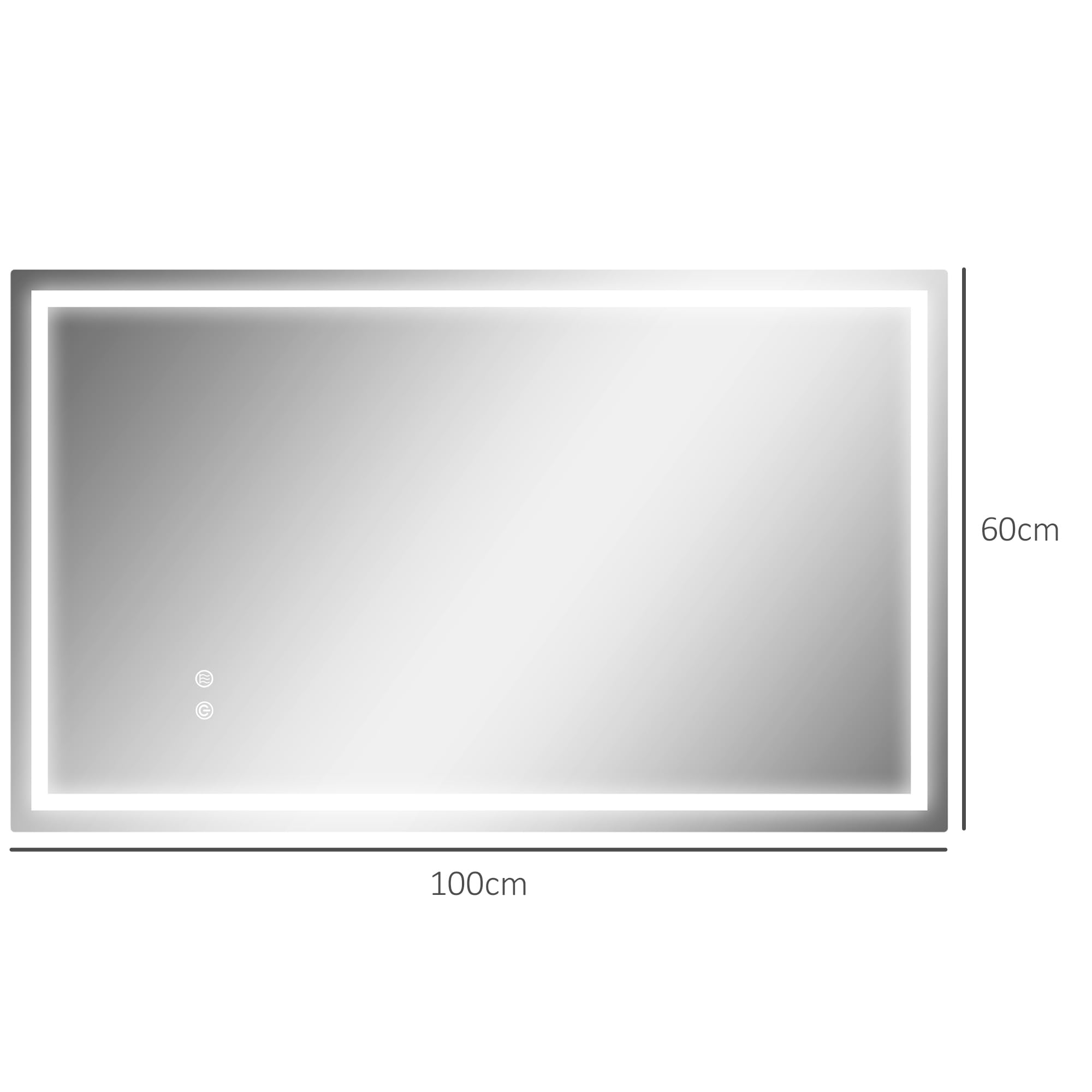 HOMCOM Badspiegel mit Beleuchtung 100x60 cm LED Spiegel mit Vor- und Hinter Beleuchtung Wandspiegel mit Touchschalter Lichtspiegel Beschlagfrei mit 3 Lichtfarben Silber