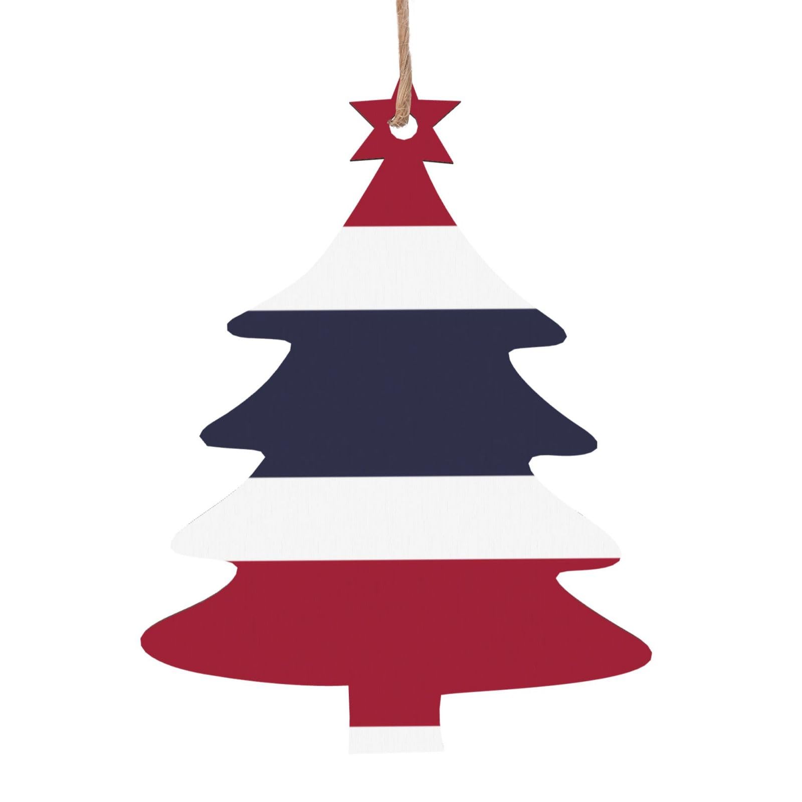 Thailand Flag Printed Christmas Wooden Pendants, Simple and Environmentally Friendly, Holiday decorationsã€‚