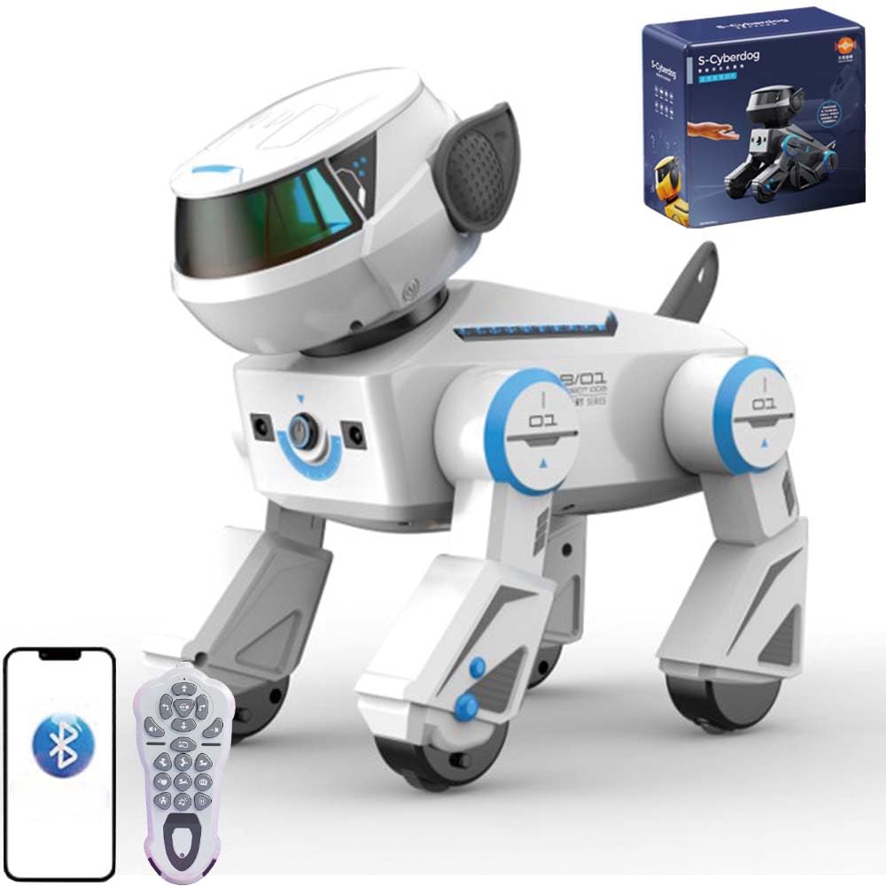 X-Verse Cane robot radiocomandato per bambini, giocattolo radiocomandato, vocale e interagire, programmabile, per danza, musica, regalo per ragazzi e ragazze da 3 a 12 anni, bianco