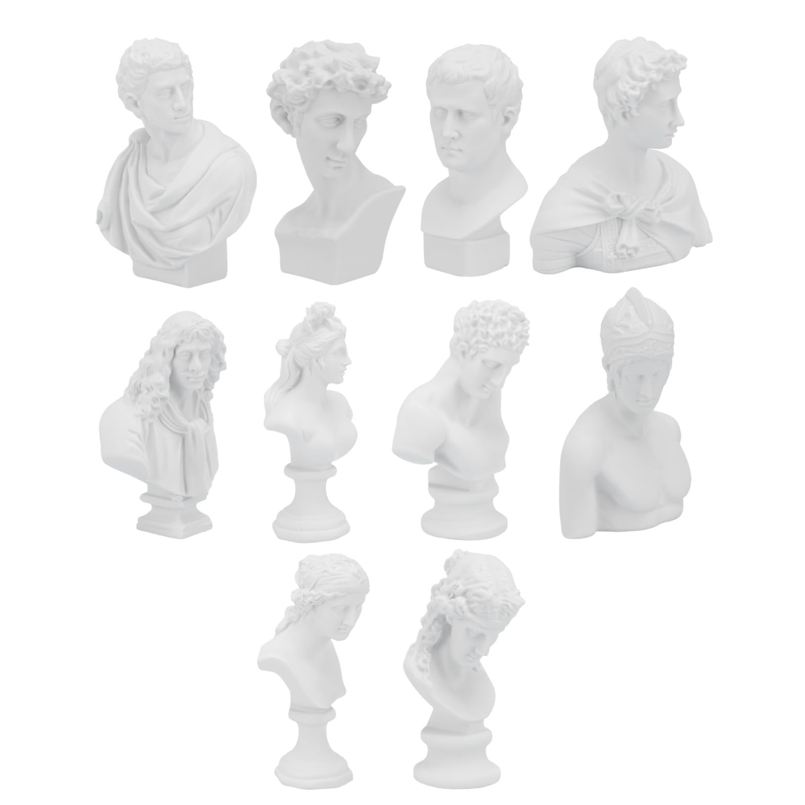 Bustes miniatures en résine blanche pour décoration intérieure moderne et modélisme lot de 10