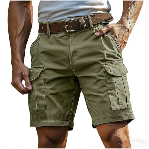 Short Cargo Homme Décontracté Bermuda avec Multi-Poche Shorts et Bermudas Cargo Bouton Couleur Unie Coupe Ample Pantalon Court Grande Taille Casual Short de Sport...