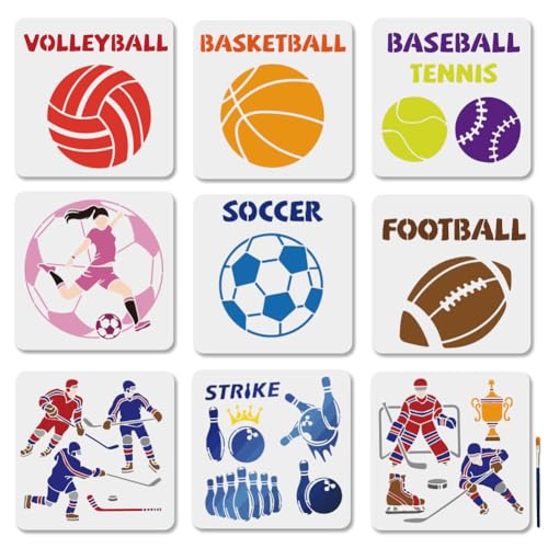 Mayjoydiy DIY-WH0411 Ballspiele Schablonen Set 9 Stück