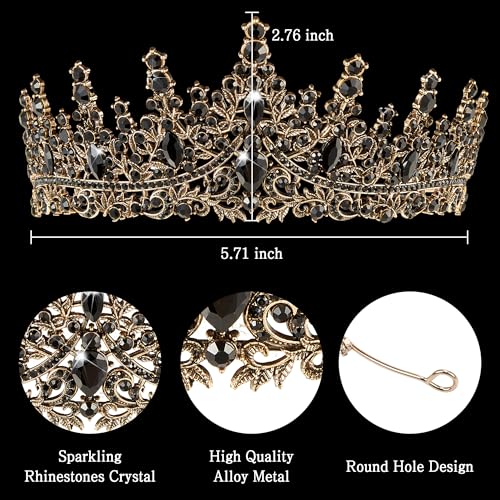 Image of Fesciory Birthday Crown for Women, Gold Plated Crystal Tiara with Sash | Sparkling Princess Queen Tiara, Adult Fit, Birthday, Wedding, Prom, Coming of Age Gifts & Halloween Costume Accessories