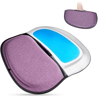 SCOMEE Portable Foldable Comfort Seat Cushion - Non-Slip Gel Memory Foam Sciatica Chair Cushion Mat for Coccyx, & Tailbone Pain Relief - Car Seat, Wheelchair, Home Office Desk Pad (Purple Large)