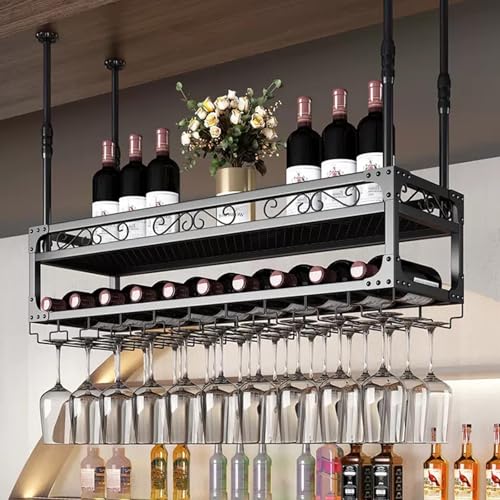 Étagère bouteille de vin suspendue en métal pour un apéritif moderne au salon