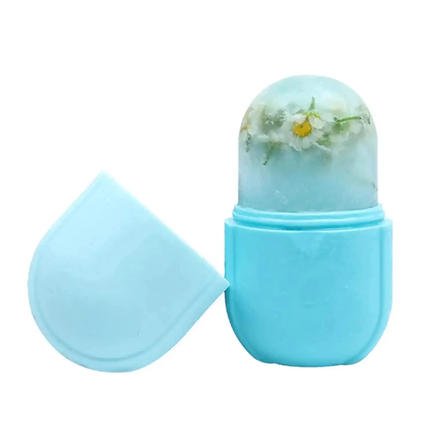 Home Cloud Ice Roller for Face & Eye/ 3 in 1 Ice Cube Roller Face Massager/ with Face Roller and Makeup Brush Cleaner for Glowing Skin/ / Reusable Facial Skin Care Tool. (big_skyblue)