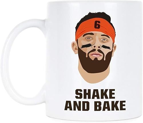 We Got Good Baker Mayfield Taza de café Baker Mayfield Shake and Bake Coffee Mug Browns