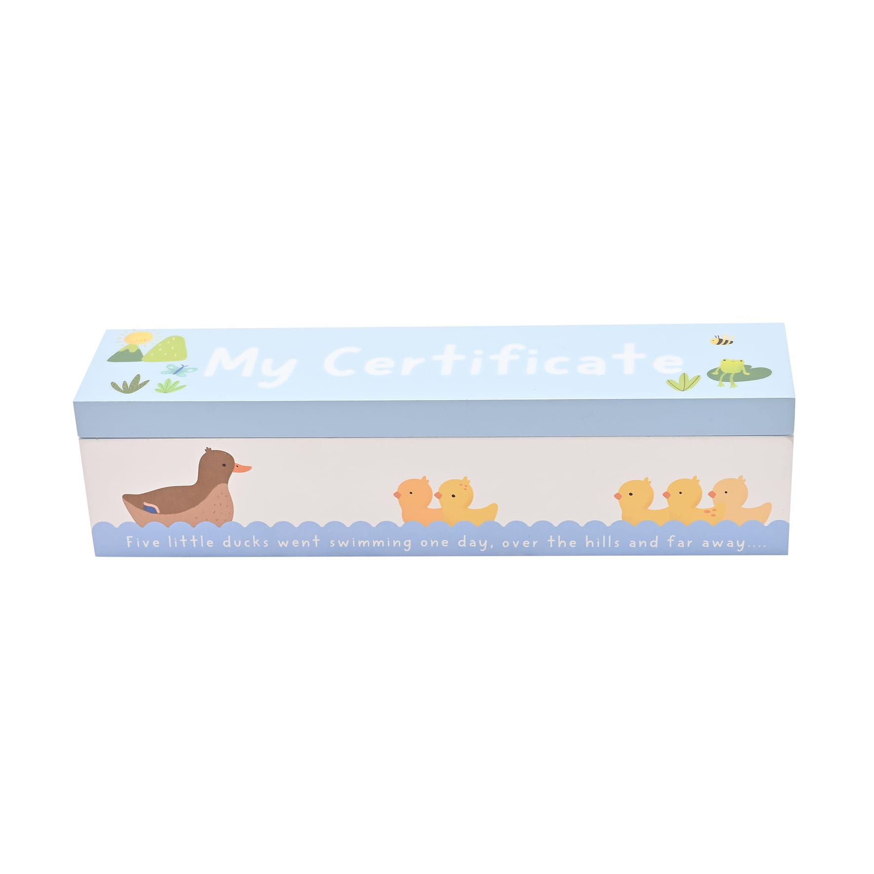 Widdop And Co Blue Story Time Certificate Holder – 5 Little Ducks – Keepsake Box For Baby Milestones, Birth Certificates, Nursery Storage