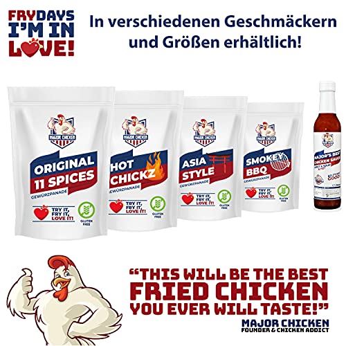 Major-Chicken 'ORIGINAL 11 SPICES' - Chicken Gewürzpanade / Hähnchen Marinade 220g - 11 unglaubliche Gewürze für den Original Fried Chicken Geschmack - Paniermischung für Chicken Wings, Hot Wings uvm