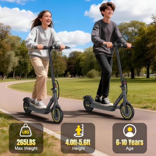 Image of Electric Scooter for Kids Aged 6-10, 350W Motor, 19 Mph Speed & 15 Miles Range, 8.5 inch Solid Tires, Lightweight Foldable Scooter with Dual Braking System, Max Load 265LBS
