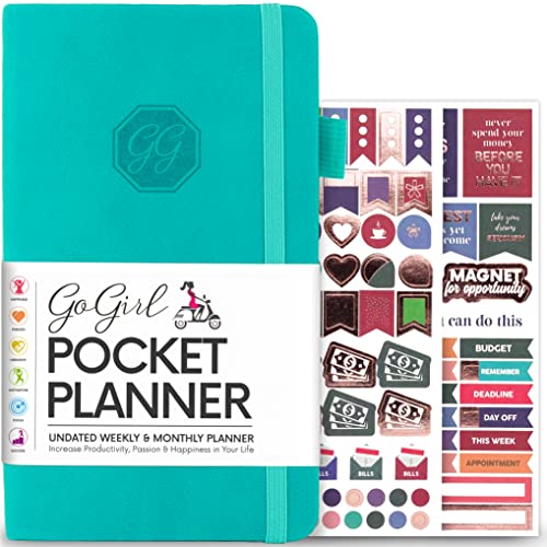 GoGirl Planner and Organizer for Women â€“ Pocket Size Weekly Planner, Goals Journal & Agenda to Improve Time Management, Productivity & Live Happier. Undated â€“ Start Anytime, Lasts 1 Year - Turquoise