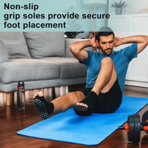 Image of 6 Pairs Toeless Grip Socks for Men Non Slip Open Toe Yoga Socks with Grips Ballerina Pilates Gifts Dance Recital Gifts for Ballet Dance Barefoot Workout