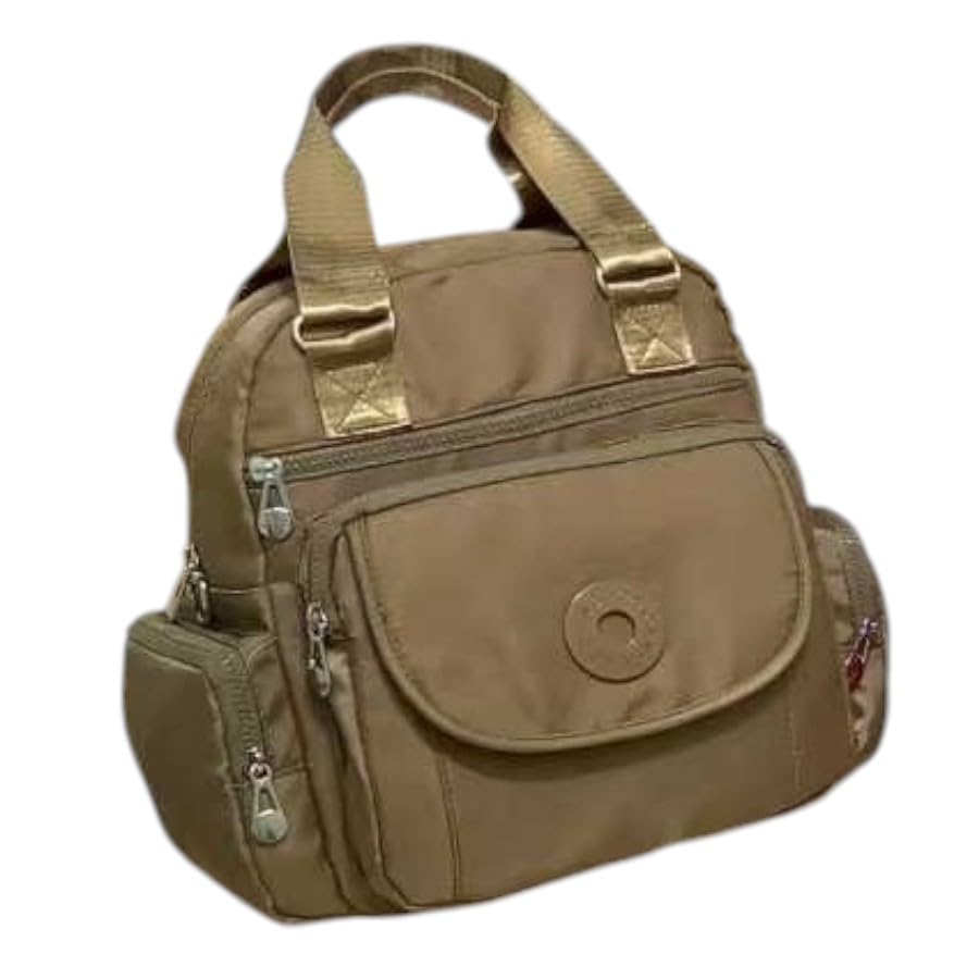 Mochila Bolsa Feminina Casual, Ajustável, Resistente à Água, para Escola, Trabalho e Passeio (Bege/marrom)