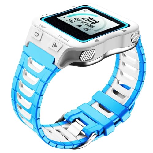 AHGDDA Correa de silicona suave para Garmin Forerunner 920XT, repuesto de correa de reloj para hombres y mujeres, correa de reloj inteligente(Blue-White)