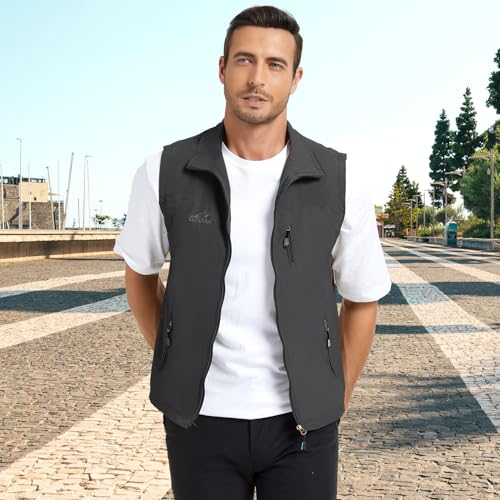 KIWI RATA Mens Casual Lightweight Outdoor Vest Summer Fishing Safari Travel Outerwear Vests Cargo Utility Jacket2