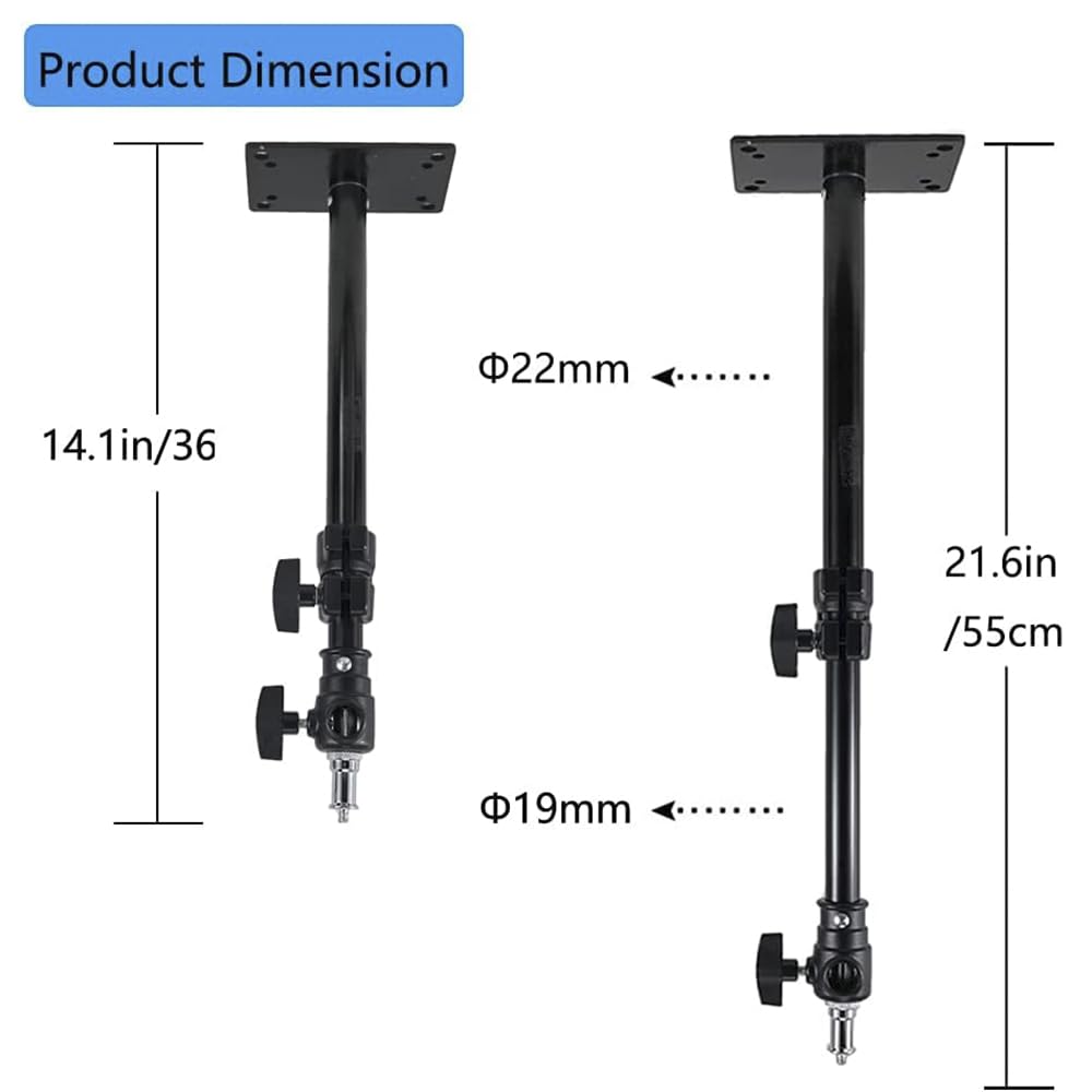 Stojak na lampę sufitową do montażu na ścianie 36-55 cm z uniwersalnym adapterem ramieniem fotograficznym do studia fotograficznego, lampy błyskowej, pierścieniowej, reflektora