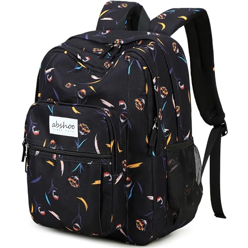 Image of abshoo Classical Basic Floral Womens School Backpack For College Teen Girls Water Resistant Bookbag (Floral Black C)