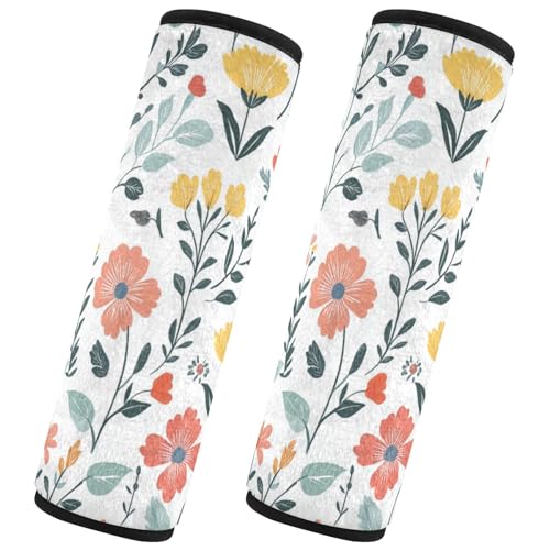 Seat Belt Covers 2 Pack Flowers Car Seat Strap Covers Super Soft Leaves Car Seat Neck Cover for Boys Girls Adults Babies S