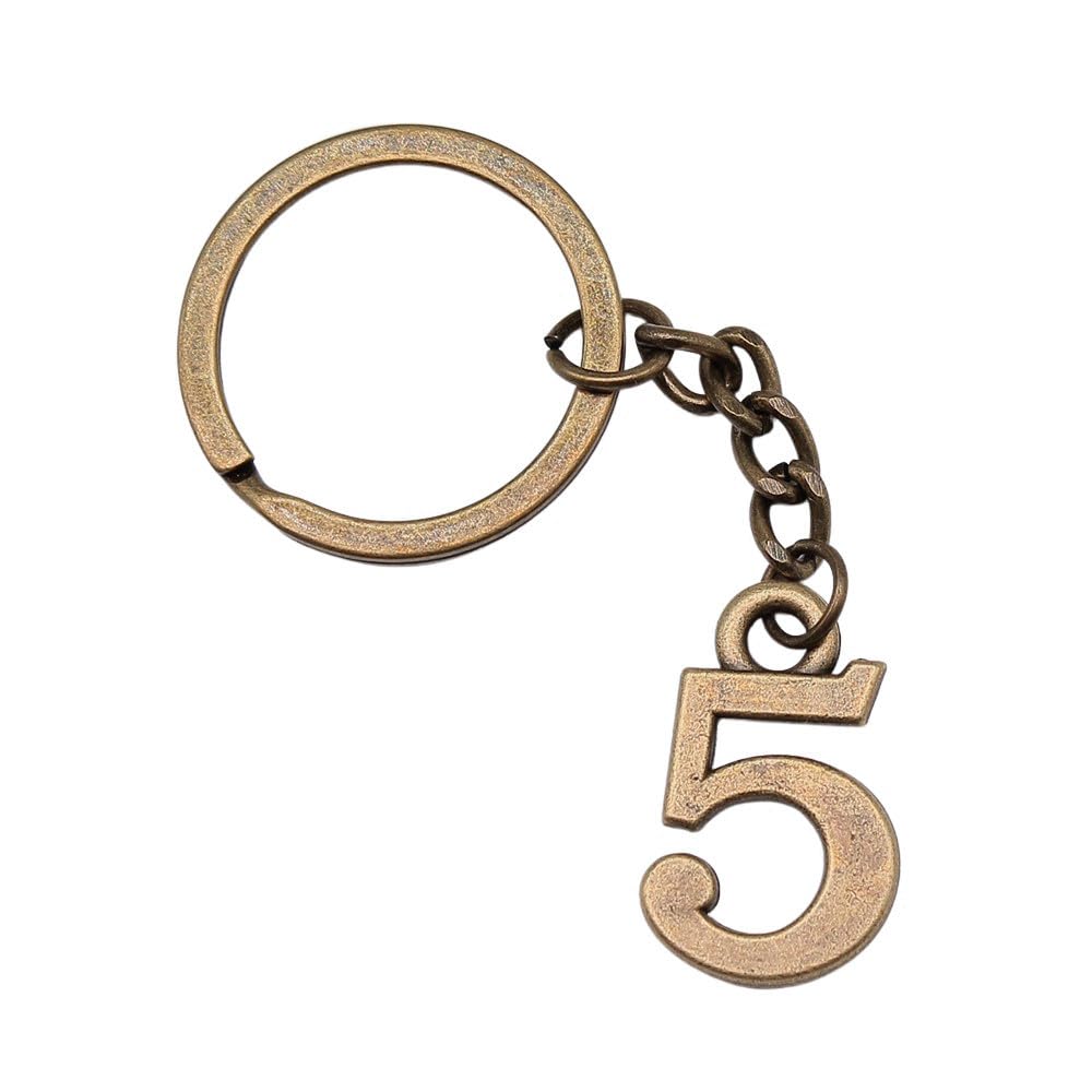 Wysiwyg Unisex A05-1Pcs-25X16mm 1Pcs 25X16mm Number 5 Charms Keyrings Antique Bronze Color Zinc Alloy Ring Size 28Mm