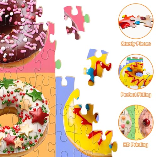Rompecabezas para niños de 6 a 12 años: 200 piezas con temática de donuts dulces, juguetes educativos para aprender jugando, regalo para niños y niñas, decoración para el hogar miniatura 4