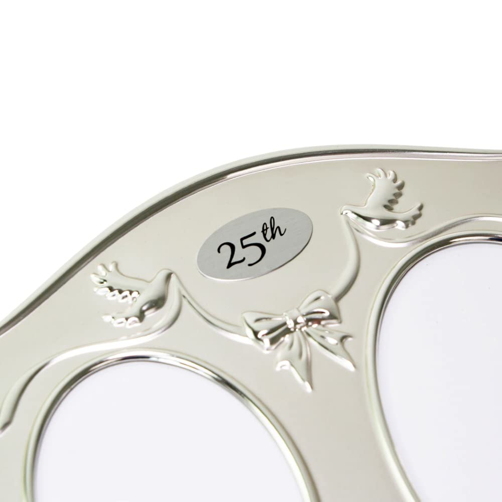 Haysom Interiors Traditional Two Tone Silver Plated 25th Silver Anniversary Double Picture Frame by Happy Homewares