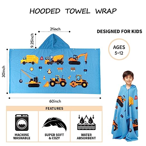 Gealaek Hooded Towel For Toddlers 5-12 Years Boys Girls Kids Bath Pool Beach Towel Wrap Extra Large Soft Absorbent Beach Poncho thumb #4