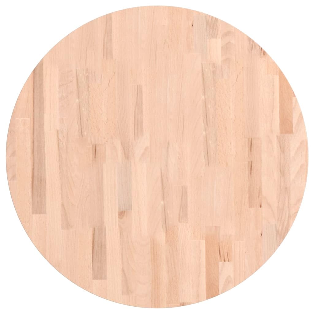 vidaXL Tablero Redondo, Superficie de Mesa Auxiliar, Tablero de Mesa de Centro, Tablero de Muebles de Repuesto, Madera Maciza de Haya Ø70X2,5 cm