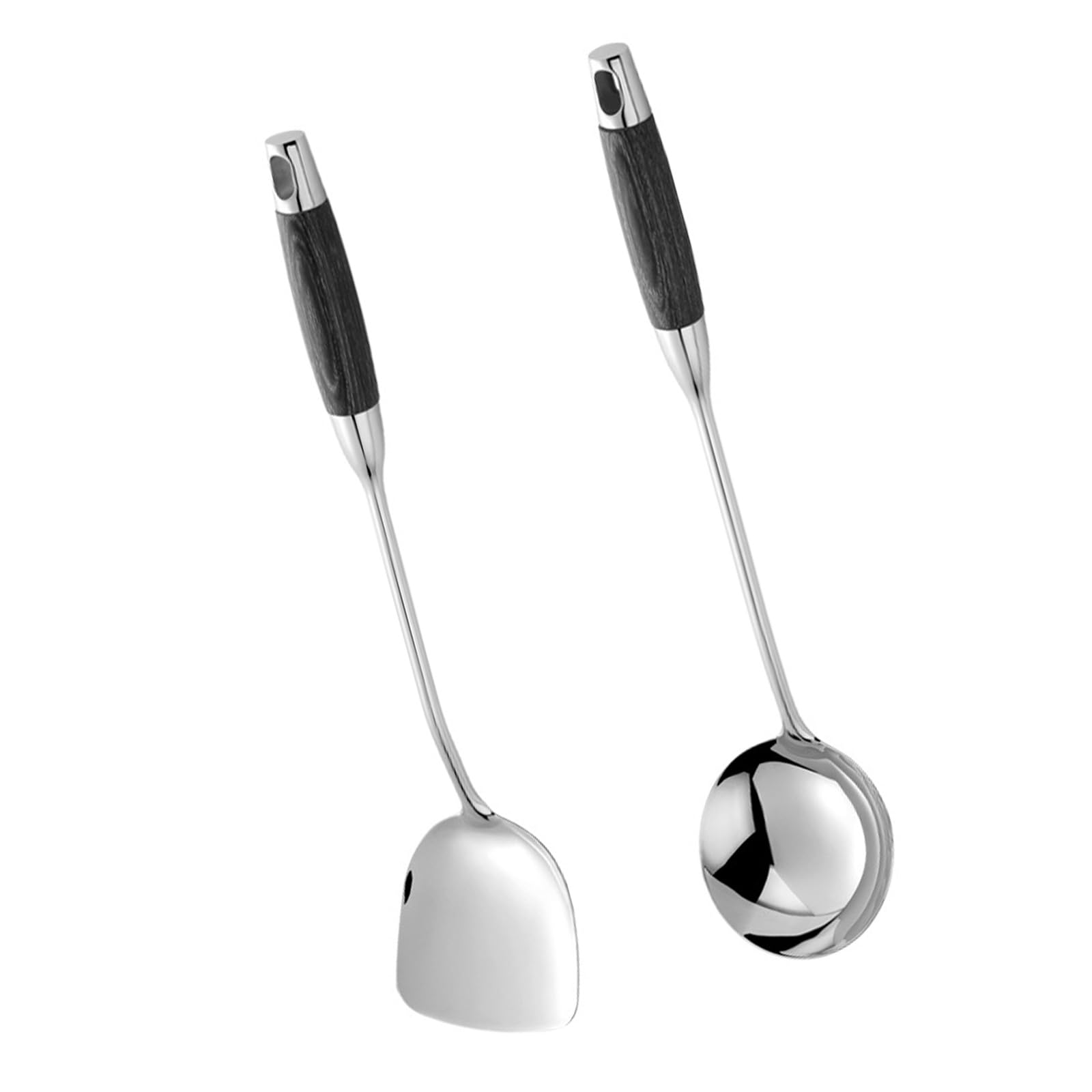 Kalttoy 2Pieces Professional Cookware 304Stainless Steel Kitchen Spatula Set Soup Spoon Perfect for Stirring Flipping and Frying Cooking Spatula