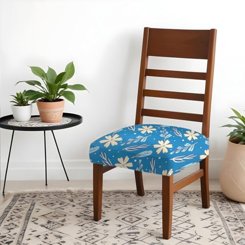 HOTKEI Pack of 2 Airforce Blue Floral Dining Chair Seat Cover 200GSM Fabric Elastic Magic Chair Cover Stretchable Protector Slipcover for Dining Table Chair Cover Set of 2 Seater (B0CK4QZX7F) Amazon Price History, Amazon Price Tracker