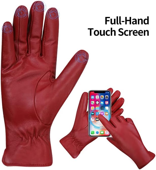 MGGMOKAY Womens Nappa Lambskin Leather Gloves Warm Cashmere Lined - Image 2