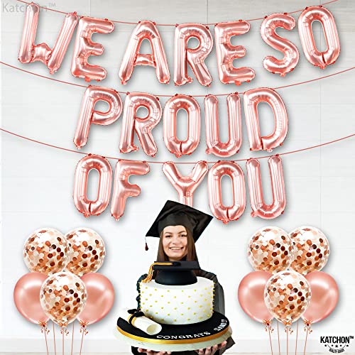 Image of Katchon, We Are So Proud of You Balloons - 16 Inch, Pack of 27 | Rose Gold for Graduation Decorations 2026 | Grad Foil Balloon, Graduation Decorations 2026