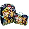 Ruz Paw Patrol Boy's 16 Inch Backpack With Removable Matching Lunch Box Set (Black-Blue)