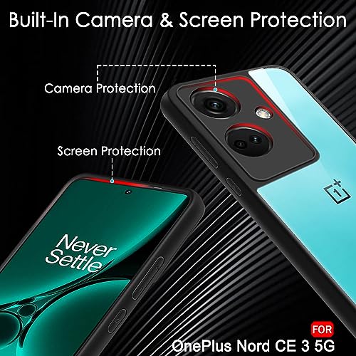 Image of TheGiftKart Hybrid Shockproof Back Cover Case for OnePlus Nord CE 3 5G | Camera Protection Module | Hard Back Cover Case for OnePlus Nord CE3 5G (PC & TPU, Transparent Clear Back, Black Sides)