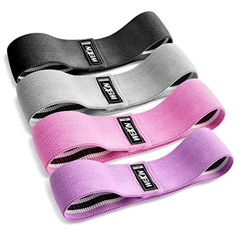 Wekin Booty Bands Set 4 Pack, Fabric Resistance Bands for Legs and Butt, Non Slip Glute Bands for Wide Workout Band for Women,Circle Fitness Elastic Band for Squat Glute Hip Thigh Training