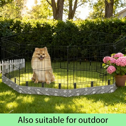 Image of Dog Playpen Bottom Pad for 24 inch Metal Octagon Exercise Pen | 8-Panel Design with Elastic Buckle Connections | Waterproof Floor Mat (Note: PlaypenNot Included) (Gray)