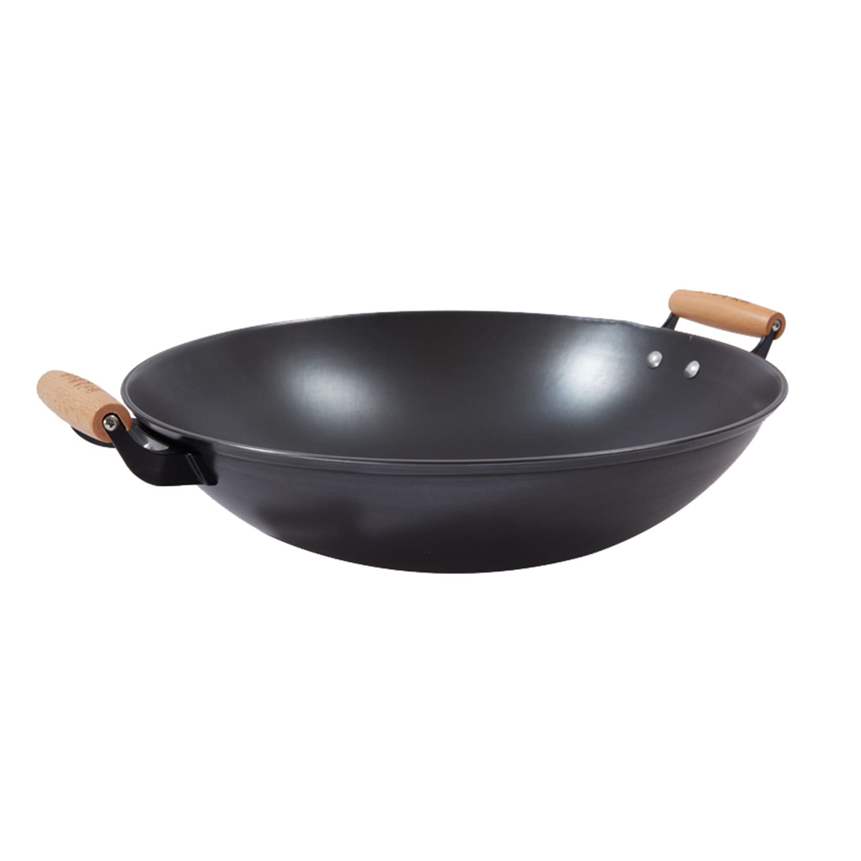 ASerZenith Cast Iron Wok, Binaural Wok, Frying Large Iron Pan, Black, 36 Cm