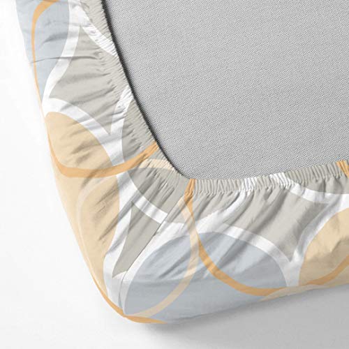 Image of DDECOR - Sphere 100% Cotton Fitted Bedsheet with 2 Pillow Covers, King Size, Orange