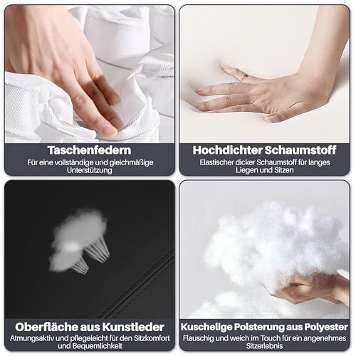 Yaheetech Relaxsessel Fernsehsessel Einzelsofa Ruhesessel mit Verstellbarer Beinablage Liegesessel aus Kunstleder Schwarz
