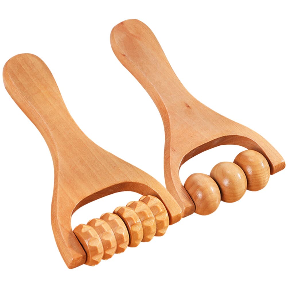 Ciieeo 2Pcs Wooden Roller Wooden Bead Tool Foot Wooden Bead Ttool for Leg and Arm Tissue Relief