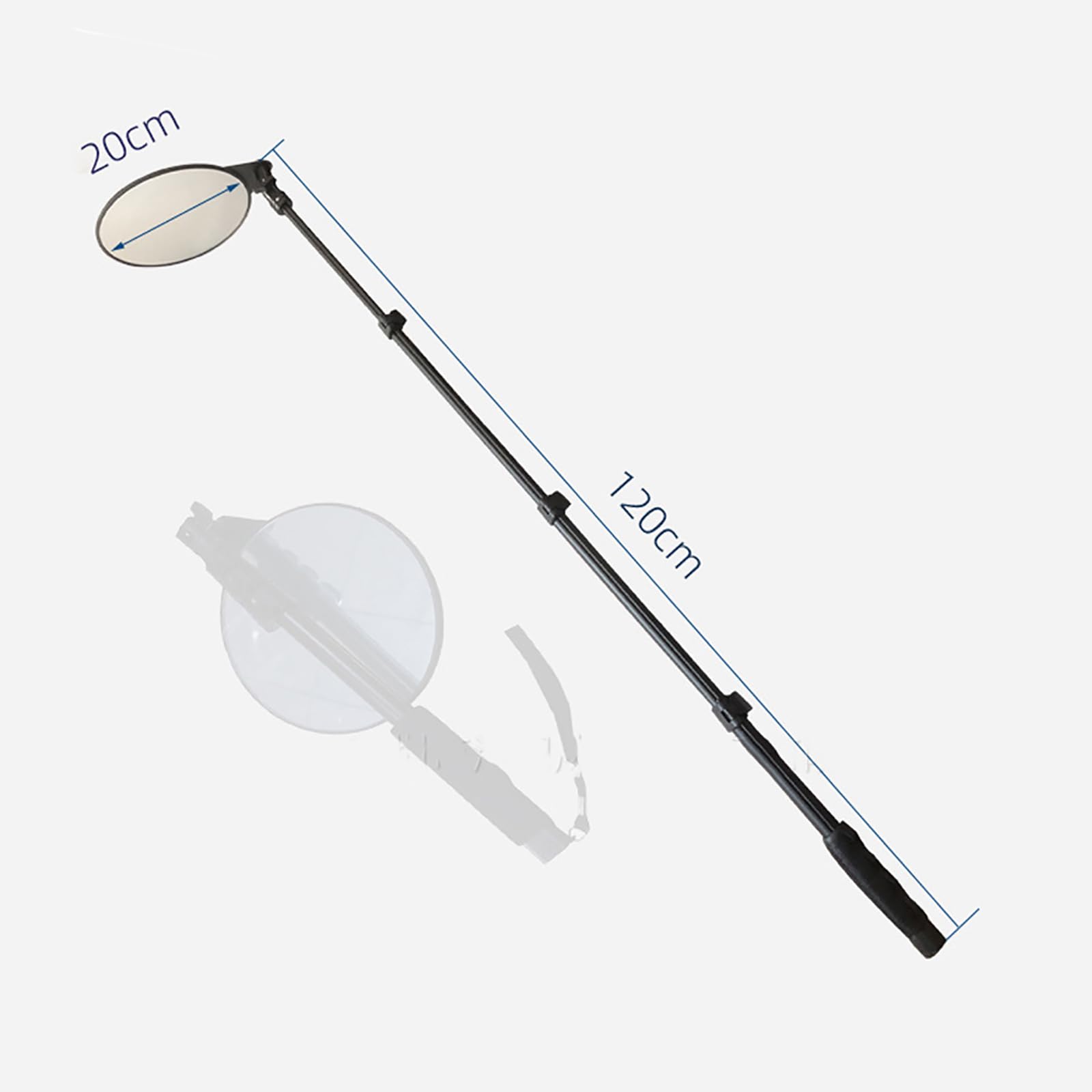 Espejo De Inspección De Bajos, Espejo Acrílico De Detección De Seguridad, Telescópico De 52 Cm A 160 Cm, Ángulo Ajustable De 360 Grados con Luz Led, para La Parte Inferior del Vehí