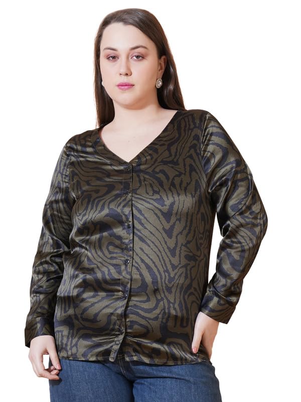 9 impression Women's Satin V Neck Animal Print Full Sleeves Regular Top | Lightweight Breathable Soft & Flowy Everyday Wear Comfortable and Stylish Casual |-picture-25
