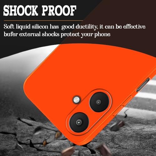 Image of Back Cover for Mi Redmi 13C 5G / Poco M6 5G | Full Camera Protection | Premium Liquid Silicon Case | Flexible Bumper Case for Mi Redmi 13C 5G / Poco M6 5G (Orange)