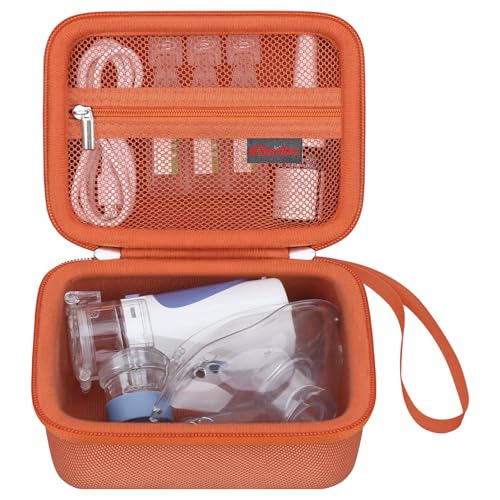 Elonbo Carrying Case Compatible with Portable Handheld Inhaler Nebulizer Machine for Adults and Kids Asthma Inhaler/Handheld Mesh Atomizer Machine Hard Travel Bag Orange