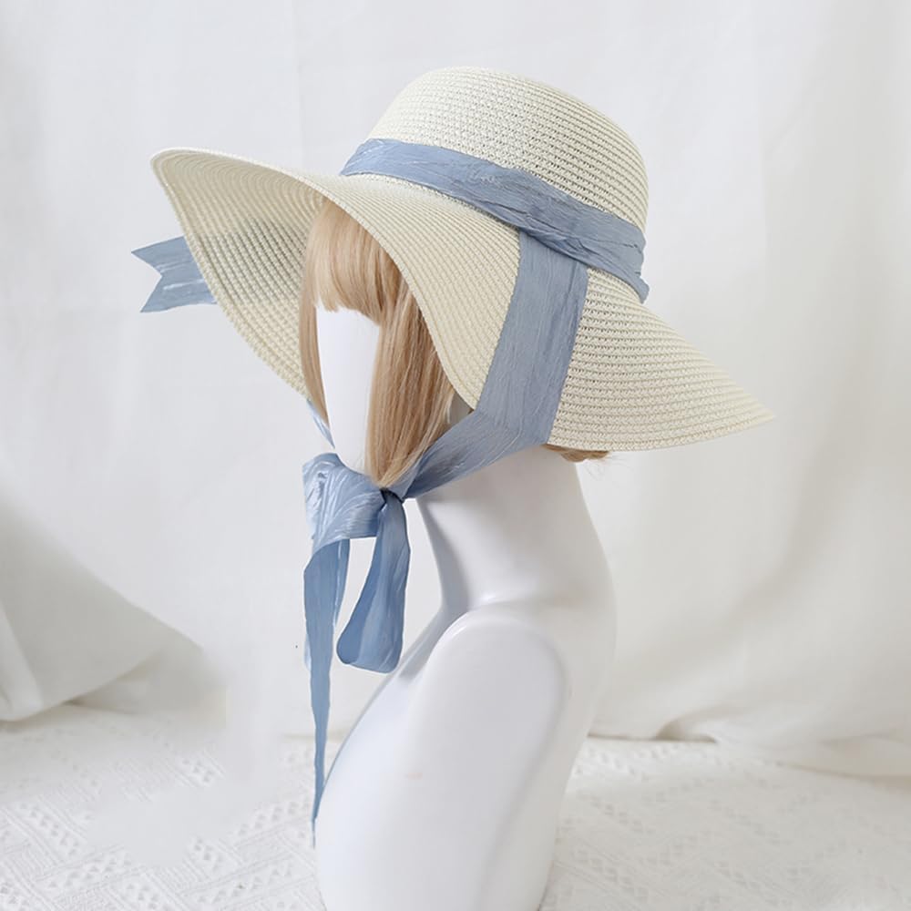 Victorian Hat Tea Party Sun Hat Lace Ribbons Straw Hats White Flower Straw Hat Lolita Small Hat Beach Hat for Women