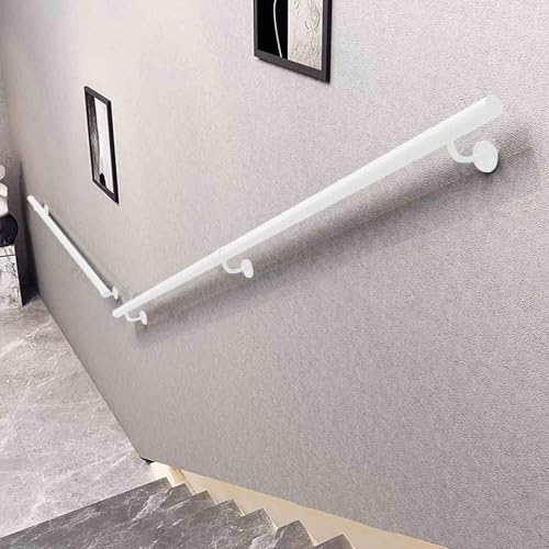 階段用錬鉄製手すり - 60cm 80cm 1m 150cm 210cm 2.4m 3m 4.2m 壁掛け式安全階段てすり ブラケット付き ロフト、ポーチ、ガレージ、デッキ用屋内/屋外用手すり(350cm)