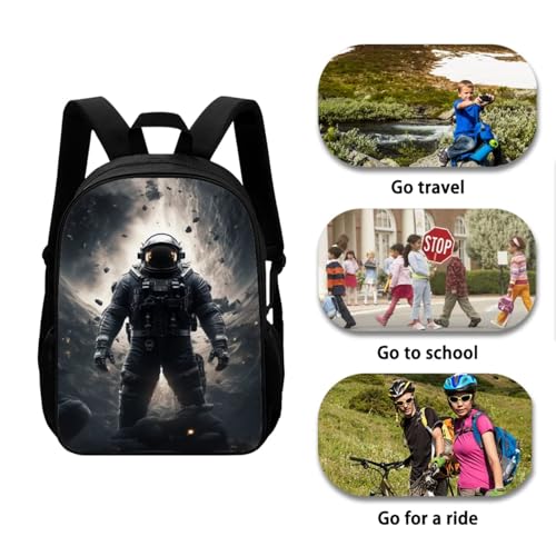 Space Astronaut Backpack for Boys Kids Backpack with Lunch Box Water Bottle Sleeve and Zipper Pencil Pouch 4Pcs Set 17" Sturdy Bookbag with Side Pockets Large Capacity Elementary School Bag3