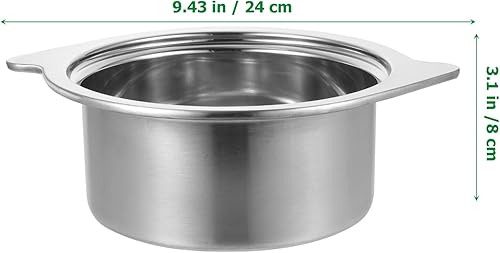 Miniatura 2 de HEMOTON Shabu Hot Pot Acero Inoxidable Chino Inducción Shabu Olla Tazones de sopa Stock para estufa de inducción Estufa de Gas (Plata) 24X19X8CM