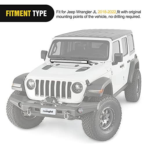 Image of Nilight 2PCS Hood Straight Light Brackets 32 Inch LED Light Bar 2018 2019 2020 2021 2022 2023 2024 2025 2026 Wrangler JL JLU Gladiator JT