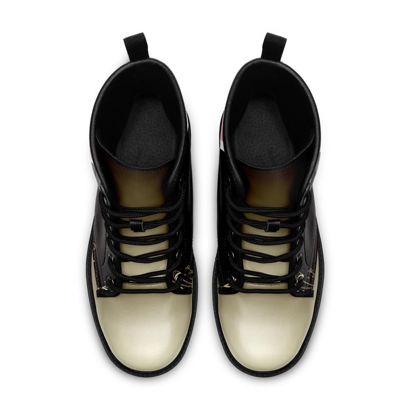 Image of Fashion Ankle Boots For Men Women Floral Mushroom Star Trendy Lace Up Unisex Booties Combat Trendy Street Wear Boots